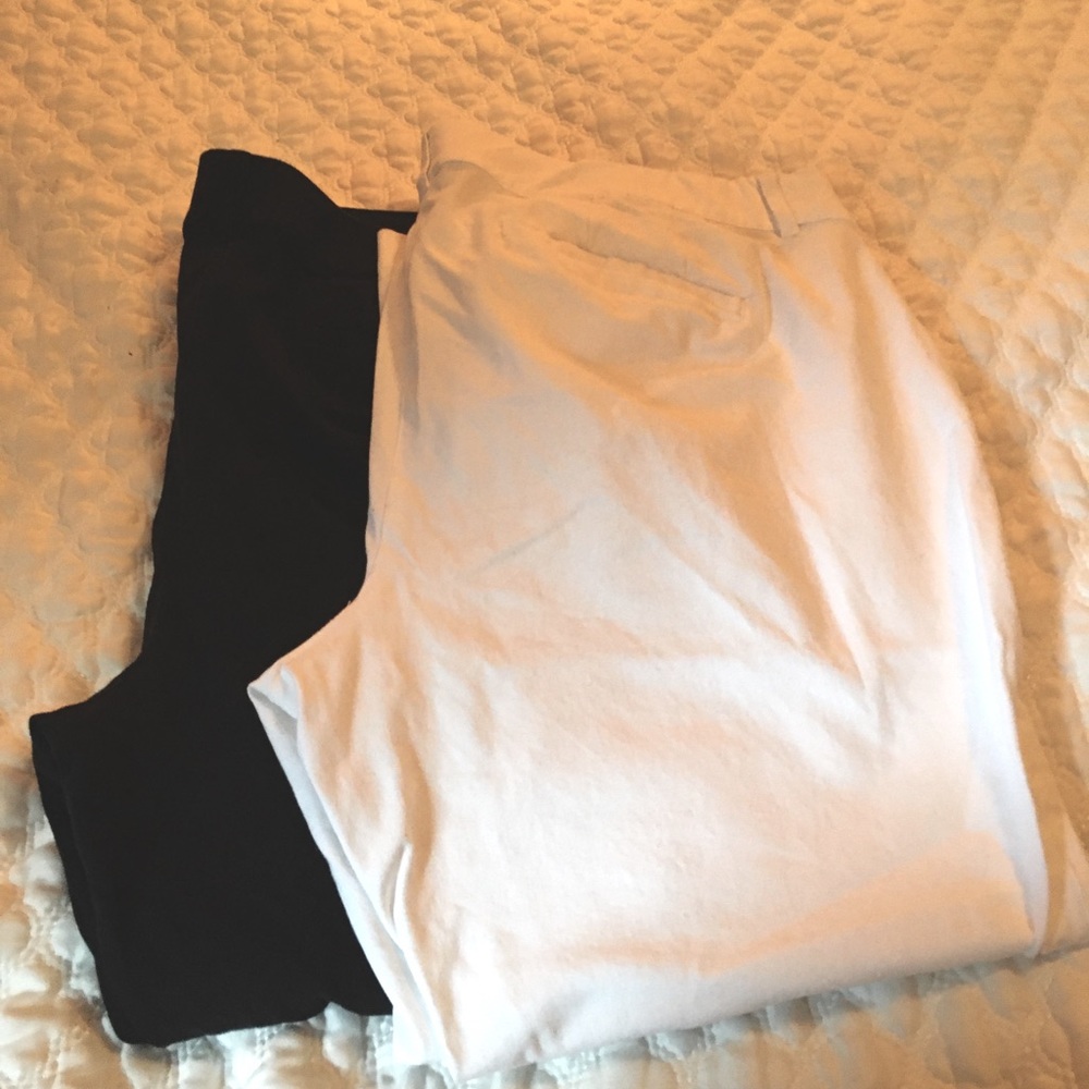 2 Pair Lane Bryant 22W Petite White & Black Pants